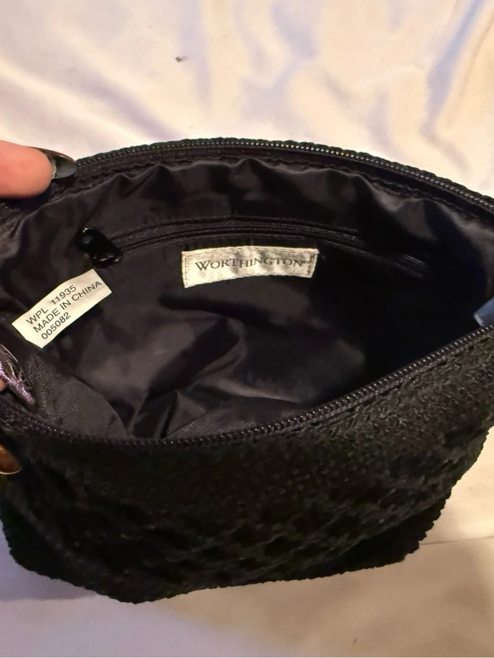 Worthington Black Crocheted Shoulder Bag